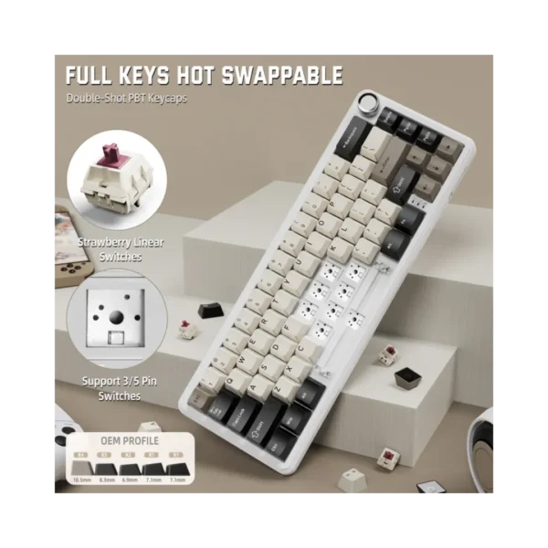 ATTACK SHARK X66 White Cheese Wireless Mechanical Keyboard in Pakistan | TechMatched