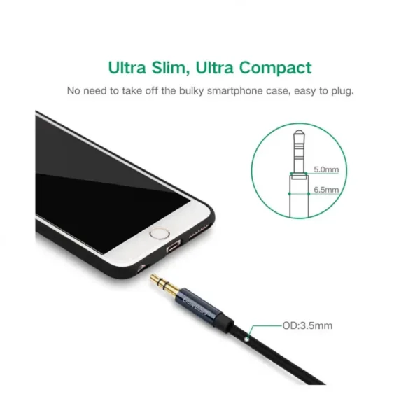 Ugreen 3.5mm Male to 3.5mm Male Cable Gold Plated Metal Case with Braid 1.5m (Blue) in Pakistan | TechMatched