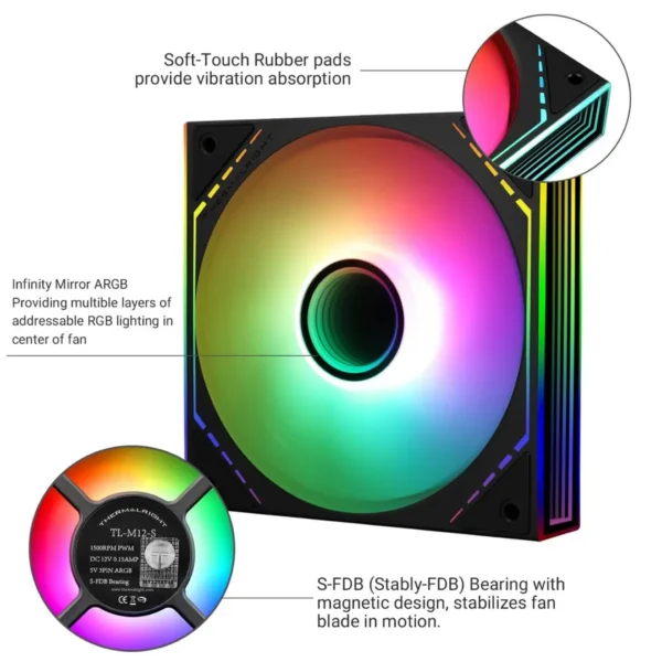 Thermalright TL-M12-S ARGB 120mm Case Fan Black in Pakistan | TechMatched