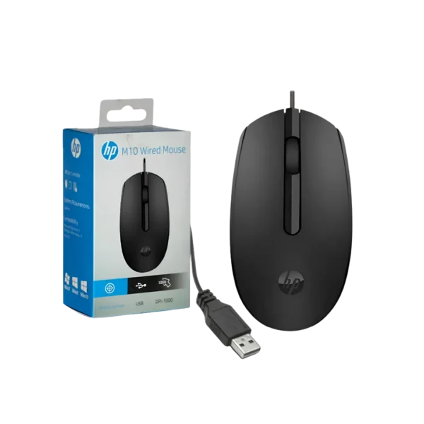 HP M10 Wired Optical Mouse - USB 2.0, Black