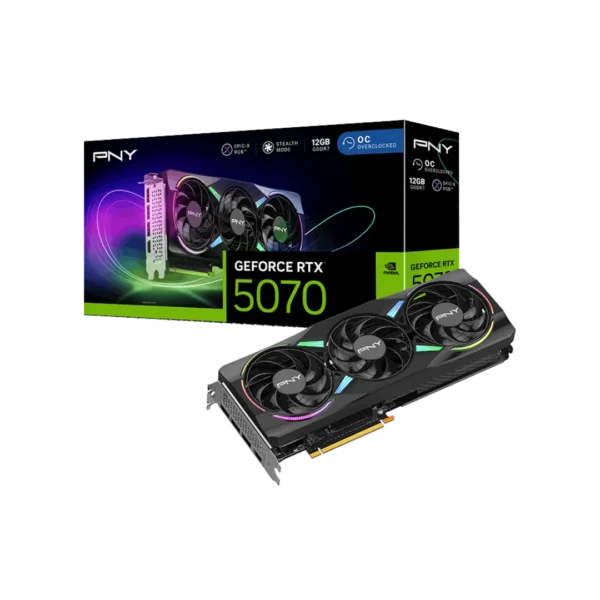 PNY GeForce RTX 5070 EPIC-X RGB OC 12GB GDDR7 Triple Fan Graphics Card