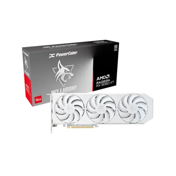 Power Cooler Hellhound Spectral White AMD Radeon RX 9060 XT 16GB GDDR6 Graphics Card